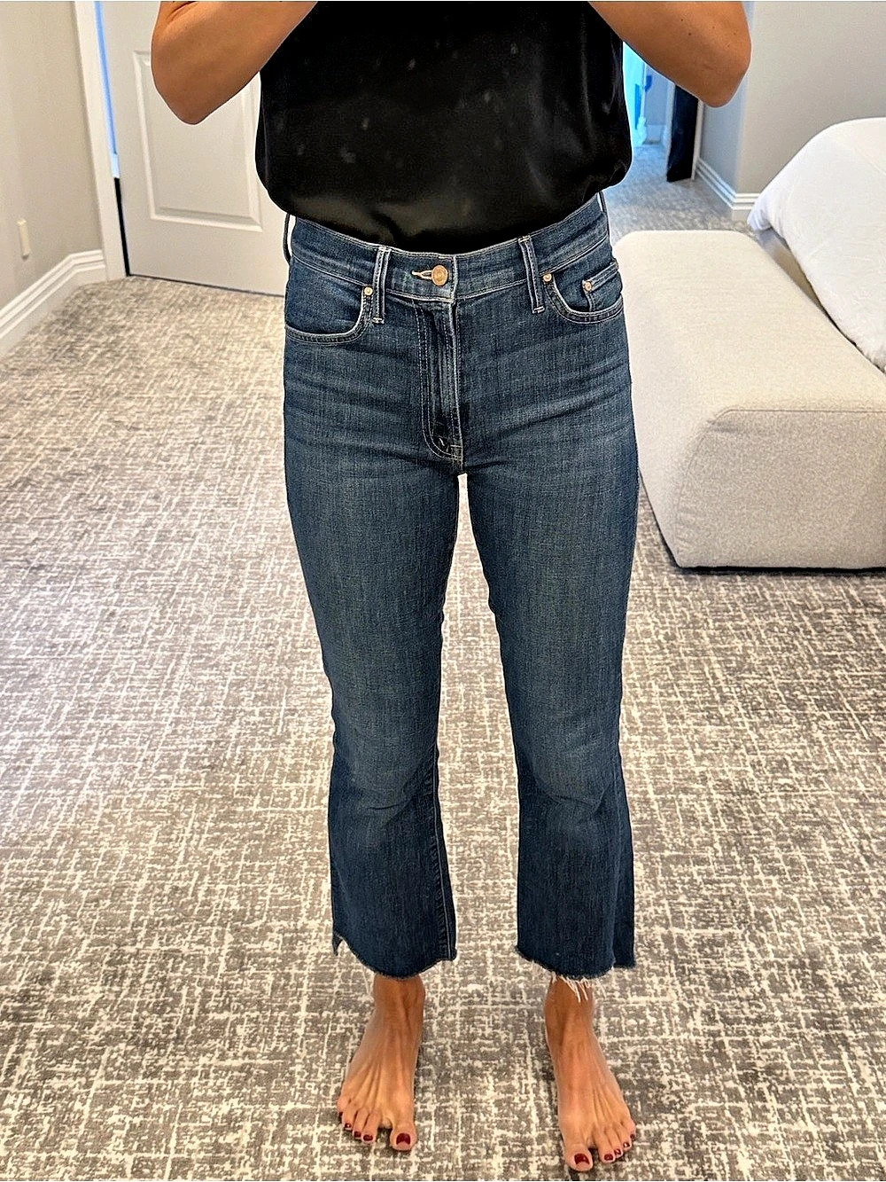 MOTHER The Insider Crop Step Fray Jeans Women's Cropped Straight Leg Jeans in